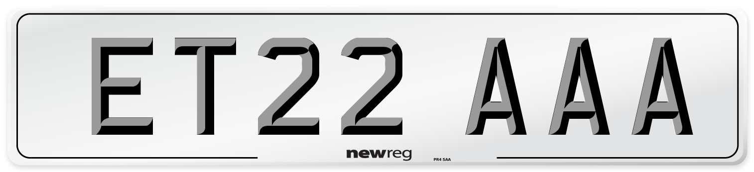 ET22 AAA Number Plate from New Reg
